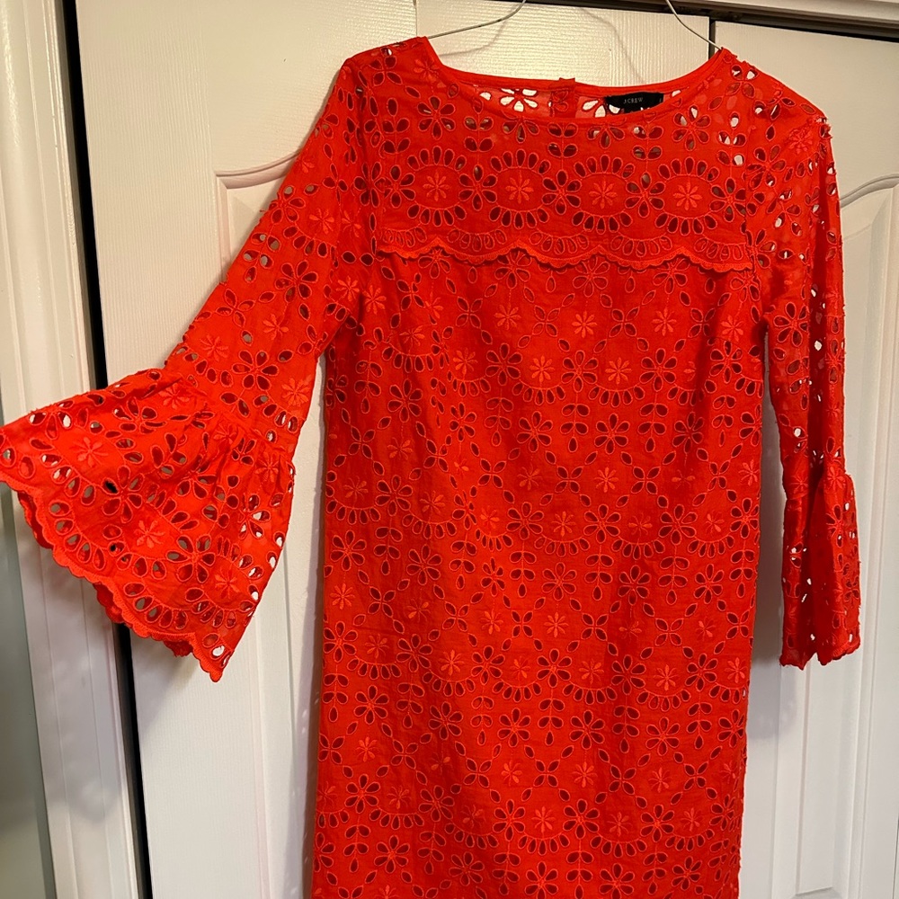 J. Crew orange poppy eyelet summer dress size 8